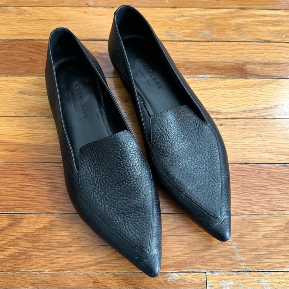 Everlane Black Textured Leather Loafers / Boss Loafers